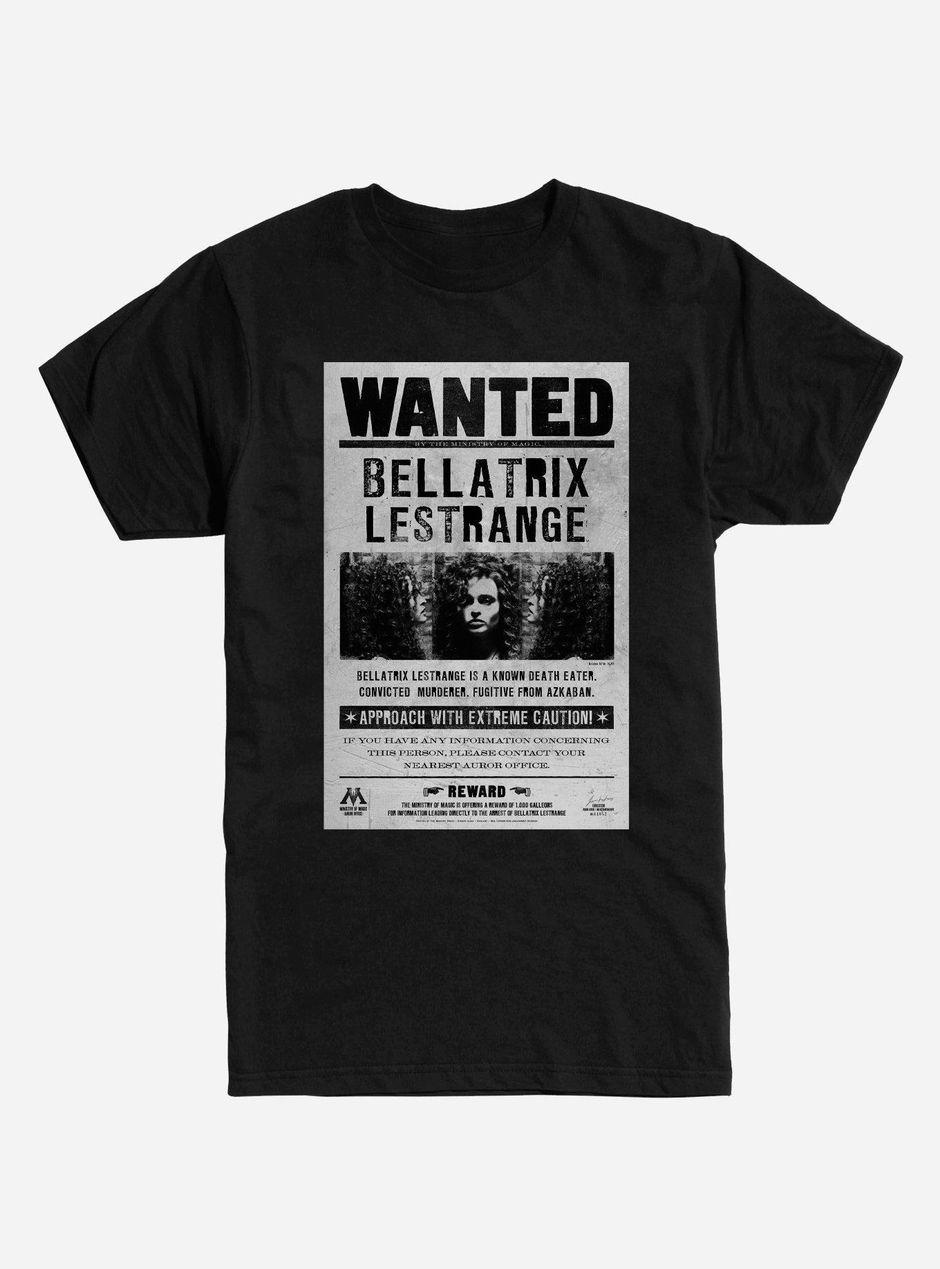 Hot - Selling Harry Potter Bellatrix Lestrange Wanted Poster T-Shirt ...